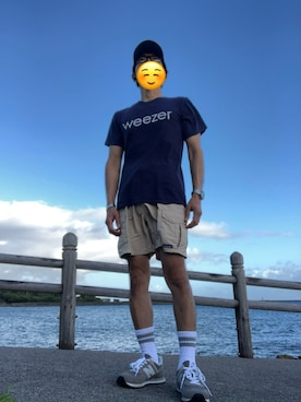 「NEW BALANCE（ニューバランス）のML574（スニーカー）」を使った、しげっぱー。（公式）さん（メンズ・165cm・40代）の夏コーディネート