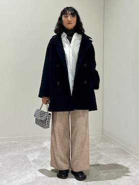 「アイテム（その他アウター、ブルー系）」を使った、森川さん（レディース・159cm）の冬コーディネート