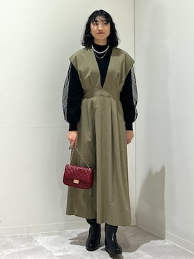 「チュールレイヤード」｜森川さん（レディース・159cm）の冬コーディネート