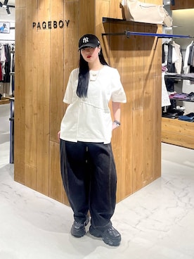 「アイテム（キャップ）」を使った、ナナさん（レディース・160cm）の夏コーディネート