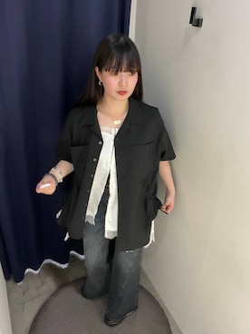 「PAGEBOY（ページボーイ）のスリムレッグフレアデニム【4color/4size】（デニムパンツ、ブルー系）」を使った、ナナさん（レディース・160cm）の春コーディネート