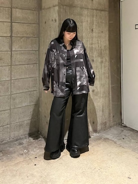 「PAGEBOY（ページボーイ）のクロスウエストワイドデニム（デニムパンツ、ブラック系）」を使った、ナナさん（レディース・160cm）の夏コーディネート