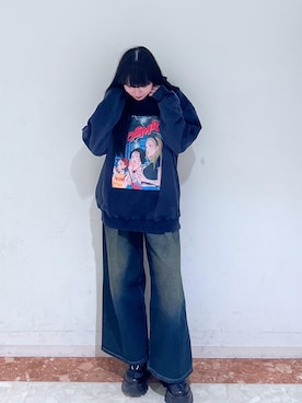 「アイテム（パーカー）」を使った、ナナさん（レディース・160cm）の冬コーディネート