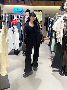 「PAGEBOY（ページボーイ）のランジェリーレースジャケット（テーラードジャケット、ブラック系）」を使った、ナナさん（レディース・160cm）の夏コーディネート