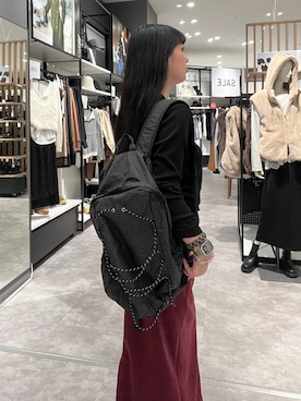 「LAKOLE（ラコレ）のスエードポンチベイカースカート / 1052375（スカート、レッド系）」を使った、ナナさん（レディース・160cm）の秋コーディネート