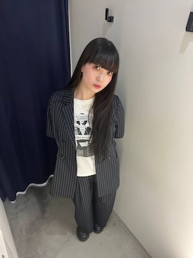 「PAGEBOY（ページボーイ）のコラージュT/半袖Tシャツ（Tシャツ/カットソー、ホワイト系）」を使った、ナナさん（レディース・160cm）の夏コーディネート