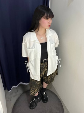 「PAGEBOY（ページボーイ）のカップツキFITキャミ（キャミソール、ブラック系）」を使った、ナナさん（レディース・160cm）の春コーディネート