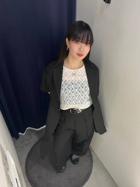 「PAGEBOY（ページボーイ）のヴィンテージバックルベルト（ベルト、ブラック系）」を使った、ナナさん（レディース・160cm）の春コーディネート