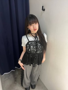 「PAGEBOY（ページボーイ）のプラットチャンキースニーカー（スニーカー、ブラック系）」を使った、ナナさん（レディース・160cm）の夏コーディネート