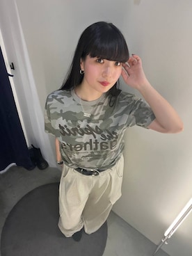 「PAGEBOY（ページボーイ）のヴィンテージバックルベルト（ベルト、ブラック系）」を使った、ナナさん（レディース・160cm）の春コーディネート