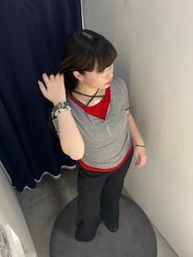 「PAGEBOY（ページボーイ）のスリムレッグフレアデニム【4color/4size】（デニムパンツ、ブラック系）」を使った、ナナさん（レディース・160cm）の春コーディネート