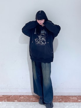「アイテム（パーカー）」を使った、ナナさん（レディース・160cm）の冬コーディネート