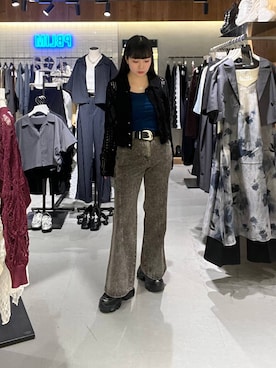 「PAGEBOY（ページボーイ）の【接触冷感/前後2WAY】クールベロア2WAYタンク（タンクトップ、ブルー系）」を使った、ナナさん（レディース・160cm）の夏コーディネート