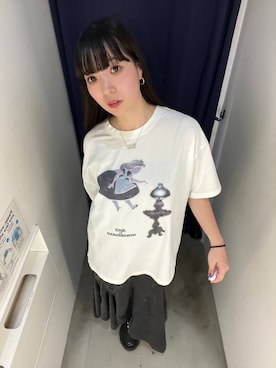 「PAGEBOY（ページボーイ）の＜まるでデニム見え！/紫外線カット/接触冷感＞マルデニイレヘムスカート（デニムスカート）」を使った、ナナさん（レディース・160cm）の夏コーディネート