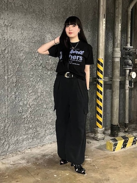 「PAGEBOY（ページボーイ）のヴィンテージバックルベルト（ベルト、ブラック系）」を使った、ナナさん（レディース・160cm）の春コーディネート