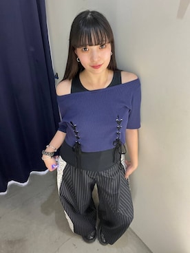 「PAGEBOY（ページボーイ）のサイドレースパンツ / スラックス（スラックス）」を使った、ナナさん（レディース・160cm）の夏コーディネート