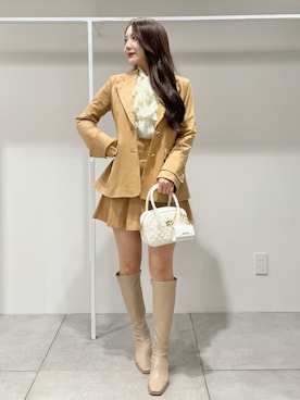 「アイテム（テーラードジャケット、イエロー系）」を使った、yurikoさん（レディース・158cm）の夏コーディネート