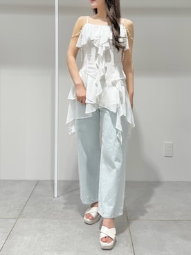 「MERCURYDUO（マーキュリーデュオ）のアイテム（パンツ）」を使った、yurikoさん（レディース・158cm）の夏コーディネート