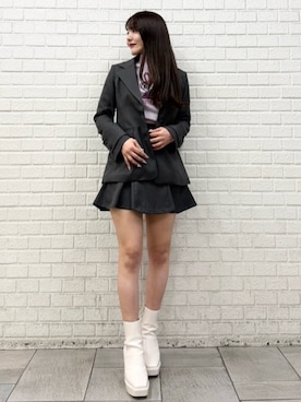 「MERCURYDUO（マーキュリーデュオ）のアイテム（テーラードジャケット）」を使った、yurikoさん（レディース・158cm）の冬コーディネート