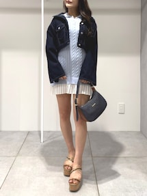 異素材プリーツドッキングポロニットミニワンピース｜マーキュリー