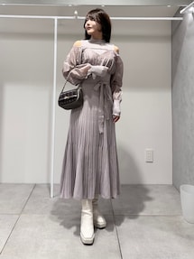 セール】シャツドッキングニットフレアワンピース（ワンピース