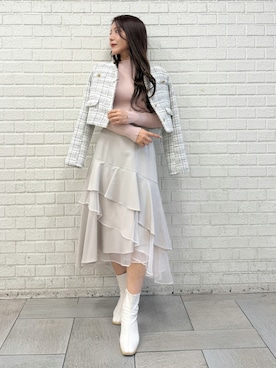 「アイテム（ノーカラージャケット）」を使った、yurikoさん（レディース・158cm）の秋コーディネート