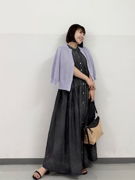 「パープル×黒」｜「アイテム（カーディガン/ボレロ）」を使った、SAKATOさん（レディース・150cm）の夏コーディネート
