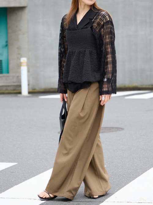 セール】チェック柄 シアーレースジャケット（テーラード