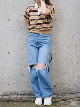「アイテム（デニムパンツ）」を使った、akino15gさん（レディース・164cm）の夏コーディネート