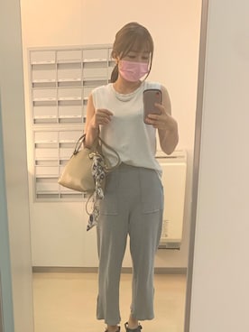 「ワーママコーデ」｜「アイテム（アクセサリー）」を使った、mujyoさん（レディース・155cm）の夏コーディネート
