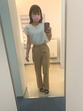 「archives（アルシーヴ）のアイテム（その他パンツ、ベージュ系）」を使った、mujyoさん（レディース）の夏コーディネート