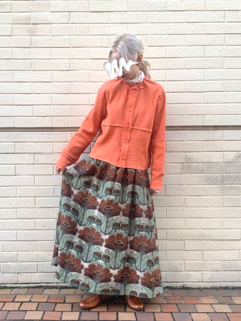 プープレ peu pres チョコレートコスモス ジャガードスカート 