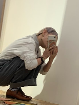 「ボーダーソックス」｜「アイテム（パンツ）」を使った、keiさん（レディース・157cm）の冬コーディネート