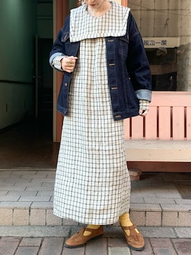 「VINTAGE（ヴィンテージ）のアイテム（サンダル）」を使った、keiさん（レディース・157cm）の春コーディネート