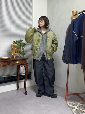 「アイテム（MA-1）」を使った、ヒジリさん（レディース・158cm）の冬コーディネート