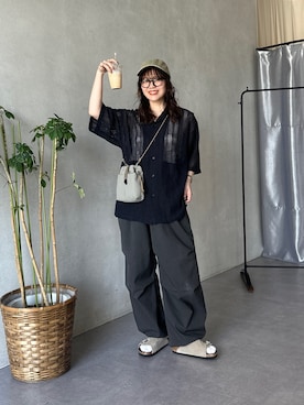 「newhattan（ニューハッタン）のアイテム（キャップ）」を使った、ヒジリさん（レディース・158cm）の夏コーディネート