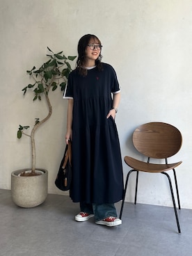「大人カジュアルコーデ」｜「アイテム（ワンピース）」を使った、ヒジリさん（レディース・158cm）の夏コーディネート