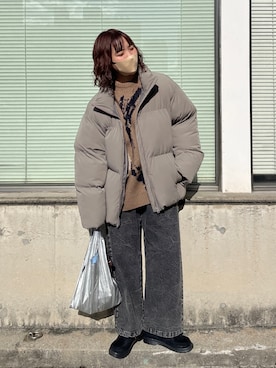 「CPCM（シーピーシーエム）のアイテム（ダウンジャケット/コート）」を使った、ヒジリさん（レディース・158cm）の冬コーディネート