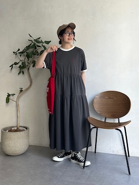「大人カジュアルコーデ」｜「アイテム（ワンピース）」を使った、ヒジリさん（レディース・158cm）の夏コーディネート