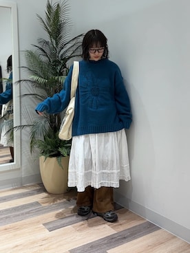 「アイテム（トートバッグ）」を使った、ヒジリさん（レディース・158cm・20代）の冬コーディネート