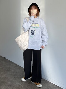 「シャギー」｜「アイテム（スウェット）」を使った、ヒジリさん（レディース・158cm）の秋コーディネート