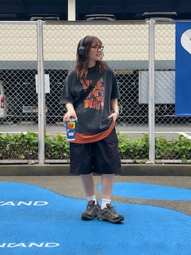 「アイテム（ボストンバッグ）」を使った、ヒジリさん（レディース・158cm・20代）の夏コーディネート