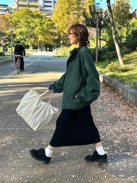 「マイベストコーデ2023」｜「アイテム（モカシン/デッキシューズ）」を使った、ヒジリさん（レディース・158cm）の冬コーディネート