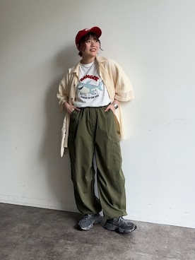 「アイテム（キャップ）」を使った、ヒジリさん（レディース・158cm・20代）の春コーディネート