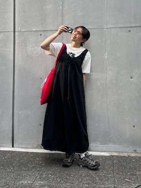「アイテム（トートバッグ）」を使った、ヒジリさん（レディース・158cm）の夏コーディネート