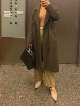 「タートルネック」｜「アイテム（チノパンツ）」を使った、メさん（レディース・157cm）の冬コーディネート