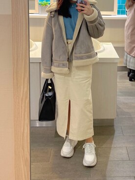 「スリット」｜「アイテム（ブルゾン）」を使った、メさん（レディース・157cm）の秋コーディネート