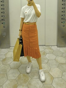 「NIKE（ナイキ）のナイキ エア フォース 1 PLT.AF.ORM ウィメンズシューズ / Nike Air Force 1 PLT.AF.ORM Women's Shoes＜22-29cm 展開＞（スニーカー）」を使った、メさん（レディース・157cm）の夏コーディネート