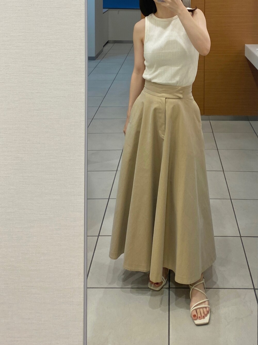 ロングスカートCLANE CHAMBRAY CIRCULAR SKIRT クラネ パープル 1