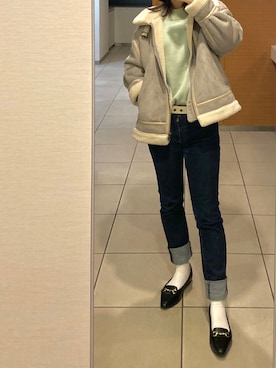 「Ray BEAMS（レイビームス）のアイテム（ブルゾン）」を使った、メさん（レディース・157cm）の春コーディネート